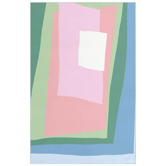 Green Cut Out I Washable Geometric Art Area Rug size 5'x8'