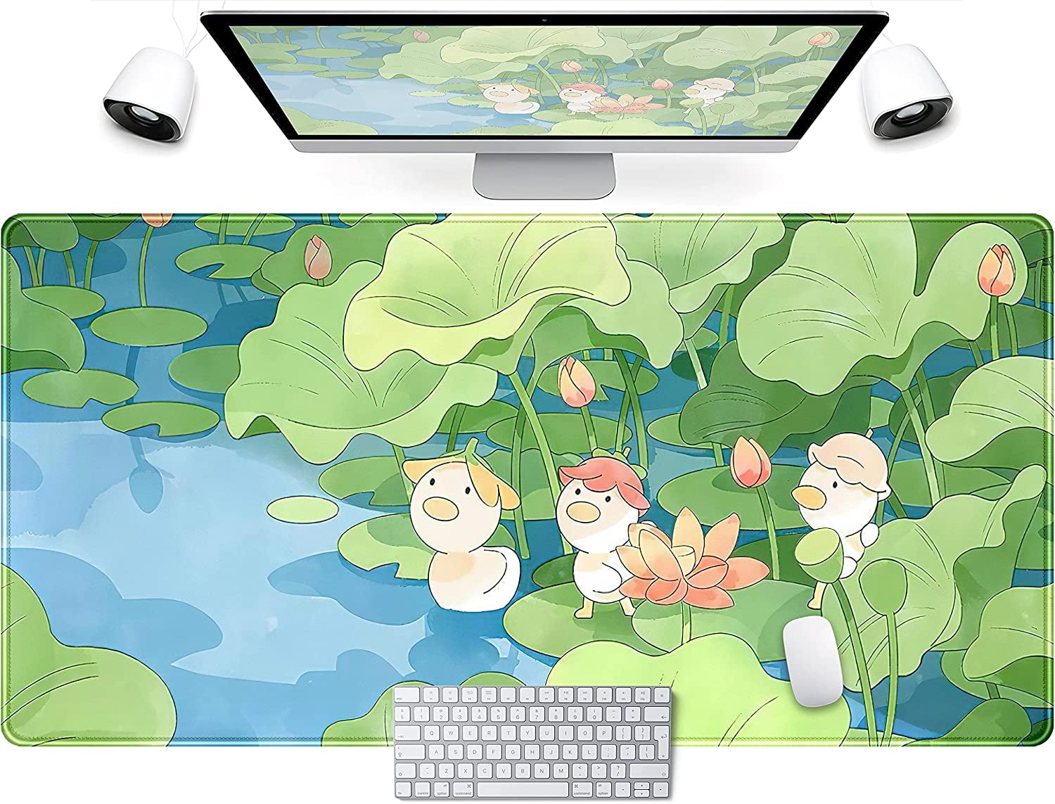  Kawaii Desk Pad Anime Cat Green Plant Gaming XL Mouse