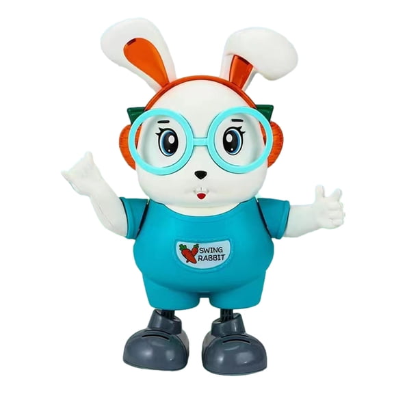Green Cute Singing Dancing Robot Bunny Toy Light Music Projection For Kids