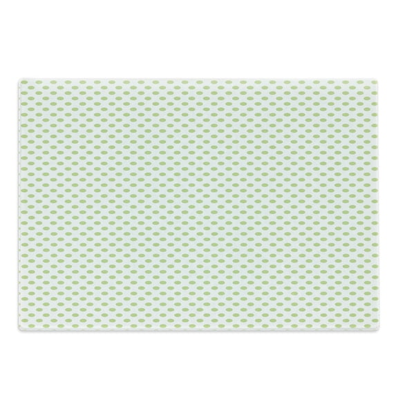 Green Cutting Board, Vintage Old Fashioned Pattern with Green Colored Polka Dots Classical Print, Decorative Tempered Glass Cutting and Serving Board, Large Size, Pale Green and White, by Ambesonne