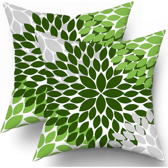 Green Dahlia Pillow Covers 18X18 in Spring Sage Green Geometric Floral Throw Pillows Modern Flower Couch Pillow Cases Set of 2 Farmhouse Rustic Home Decor for Room Cushion Porch Patio Outdoor