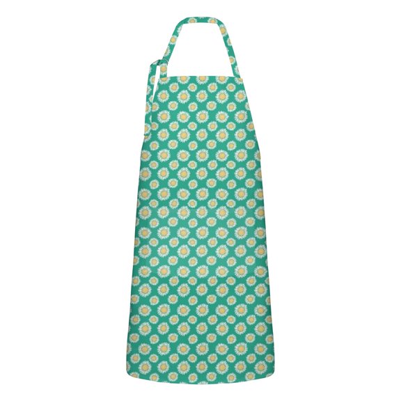 Green Daisy Flower Floral Pattern Apron-Garden Aprons for Women with Pockets-Cotton Linen Waterproof Kitchen Cooking Gardening Aprons Adjustable for Kitchen,Cooking,BBQ and Salon 33x27 Inch