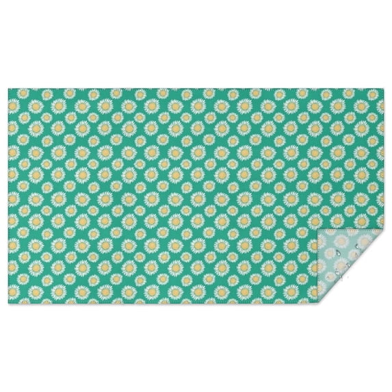 Green Daisy Flower Floral Pattern Rectangle Tablecloth 60"x102",Waterproof Polyester Rectangle Table Cloth, Wipeable Spillproof Polyester Tablecloth for Dining, Camping, Indoor and Outdoor