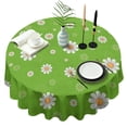 thumbnail image 1 of Green Daisy Flower Orange Centers Pattern Round Tablecloth 60"x60",Wrinkle Wipeable Table Cloth for Kitchen Dining Room Picnic Patio Party, 1 of 6