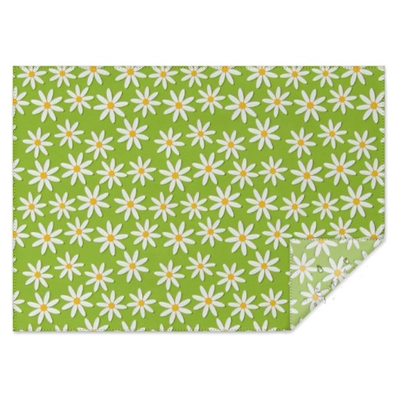Green Daisy Flower Pattern Rectangle Tablecloth 60"x84",Waterproof Polyester Rectangle Table Cloth, Wipeable Spillproof Polyester Tablecloth for Dining, Camping, Indoor and Outdoor