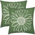 thumbnail image 1 of Green Daisy Flower Pillow Covers 18x18 Inch Set of 2 Spring Summer Floral Bloom Decorative Throw Pillows Seasonal Cotton Linen Pillow Cases Farmhouse Home Decor for Cushion Couch Sofa Outdoor, 1 of 6
