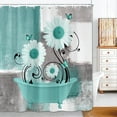 thumbnail image 1 of Green Daisy Flower Shower Curtain, Farmhouse Floral and Butterfly in Bathtub Shower Curtains for Bathroom, Rustic Country Abstract Geometric Floral Bath Decor Bathtub Set with 12 Hooks 70X70in, 1 of 6