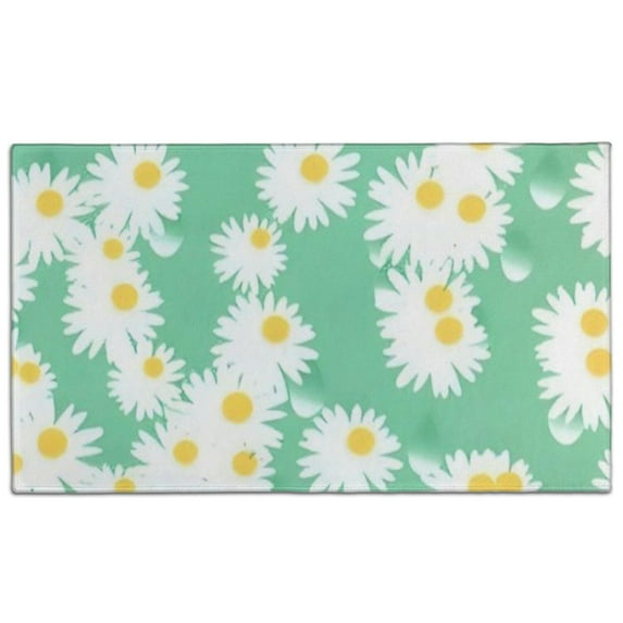 Green Daisy Flower Yellow Centers Pattern Door Rugs,Washable Non Slip Door Mats Indoor,Decorative Door Mats,Entry Mat Indoor for Entrance,Bedroom,Kitchen,Bathroom,17"x30"