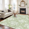 Demask Rugs Green Damask Floral Area Rugs 5x7ft Vintage Rose Flowers Leaves ...