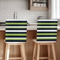thumbnail image 1 of Green and Dark Blue Stripe Minimalist Abstract Striped Chair Covers Set of 6 Chair Back Covers Stretch Removable Washable Chairs Slipcovers Chair Protector for Dining Room Kitchen Party Decor, 1 of 5