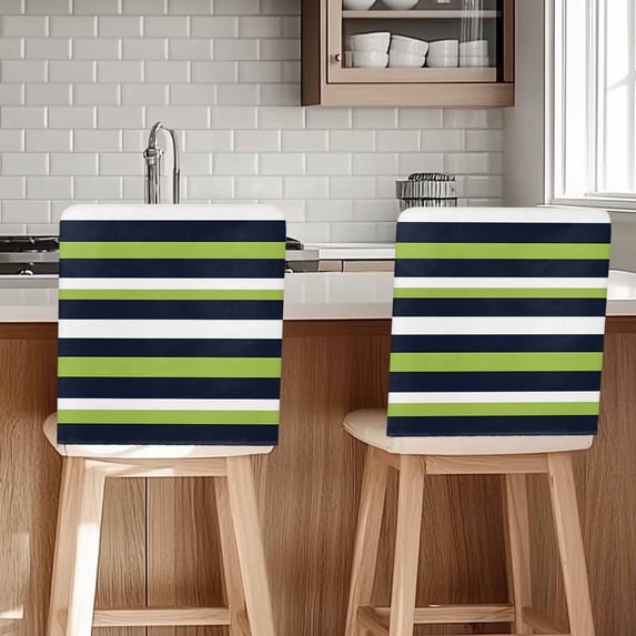 Green and Dark Blue Stripe Minimalist Abstract Striped Chair Covers Set of 6 Chair Back Covers Stretch Removable Washable Chairs Slipcovers Chair Protector for Dining Room Kitchen Party Decor