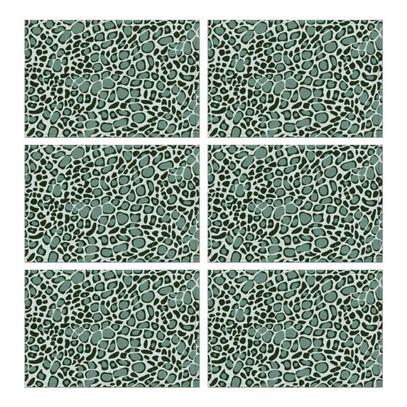 Green and Dark Green Giraffe Pattern Summer Placemats Table Placemats Set Of 6-Linen Kitchen Washable Placemats Table Mats 11.8"x17.7"Non-Slip Heat Resistant