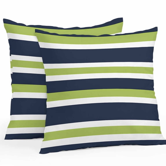 Green Dark Outdoor Pillow Covers Pack of 2 Blue White Stripe Abstract Geometric Striped Waterproof Throw Pillow Covers Decorative Cushion Cases for Patio Garden Tent Balcony Couch 16x16 inch