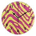 Green Dark Pink Zebra Pattern Wall Clock 10in Round Artistic Oil ...