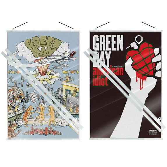 Green Day - 2 Piece Music Poster Set (Dookie & American Idiot - Album Covers) (Size: 24" x 36" each) (Laminated Posters & Clear Hangers)