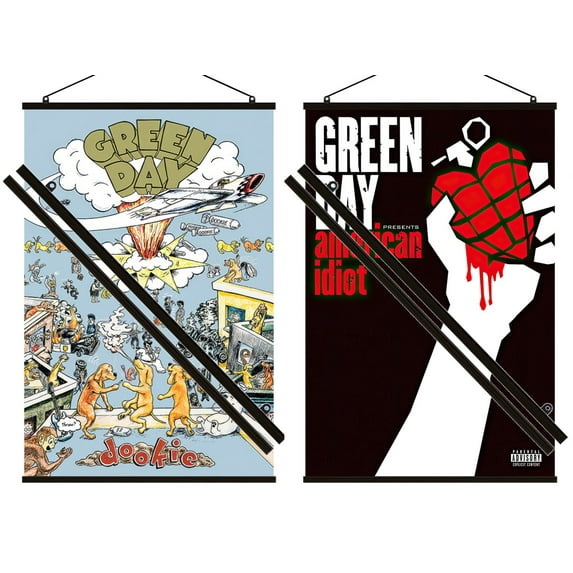 Green Day - 2 Piece Music Poster Set (Dookie & American Idiot - Album Covers) (Size: 24" x 36" each) (Unframed Posters & Black Hangers)
