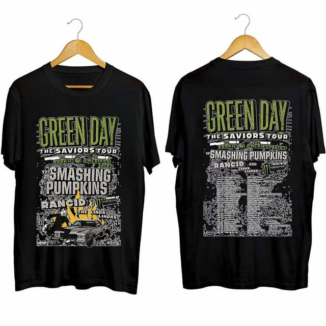 Green Day Band Green Day the Saviors 2024 Tour 2 Sided Tshirt Green