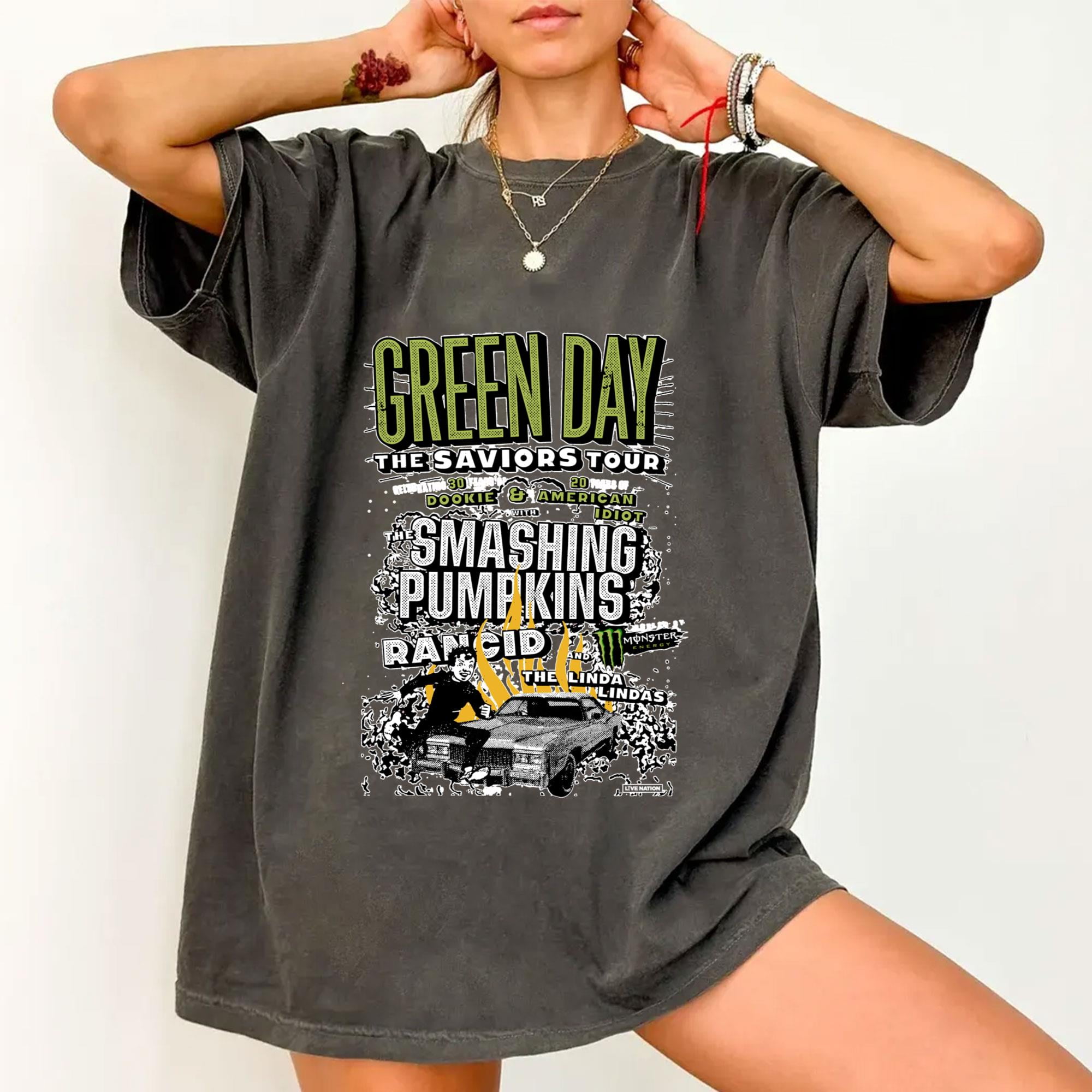 Green Day Band Green Day the Saviors 2024 Tour 2 Sided Tshirt Green
