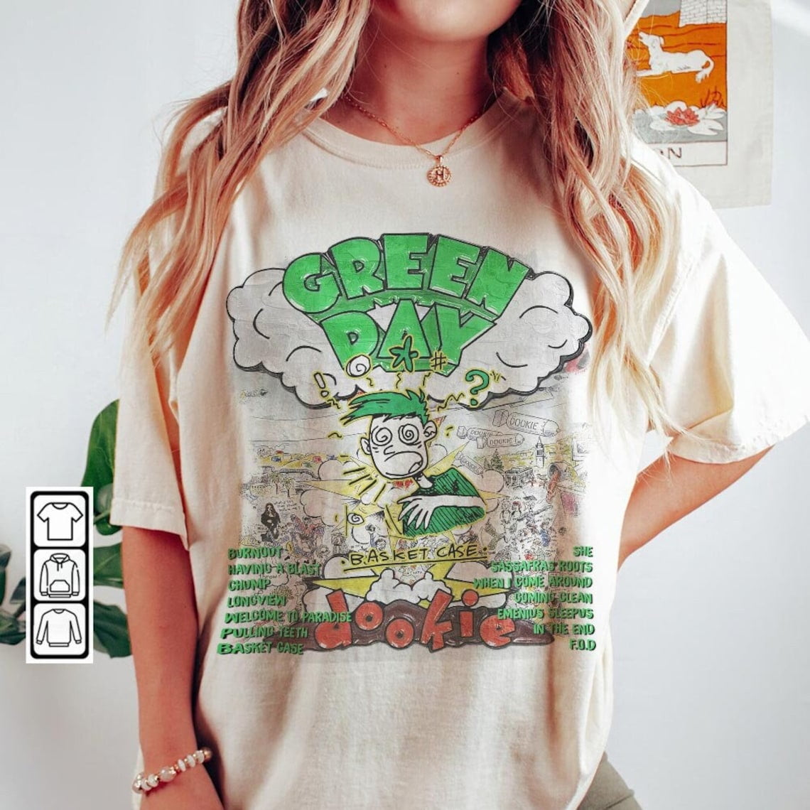 Green Day Concert Shirt Dookie Basket Case Album Tracklist Band 90s