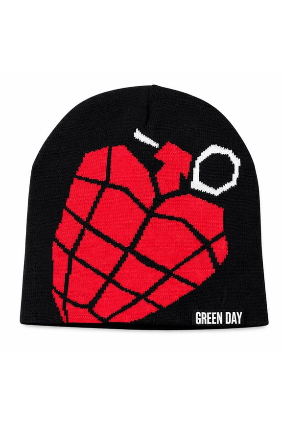 Green Day Jacquard Ribbed Knit Beanie Hat Black | Officially Licensed Merchandise