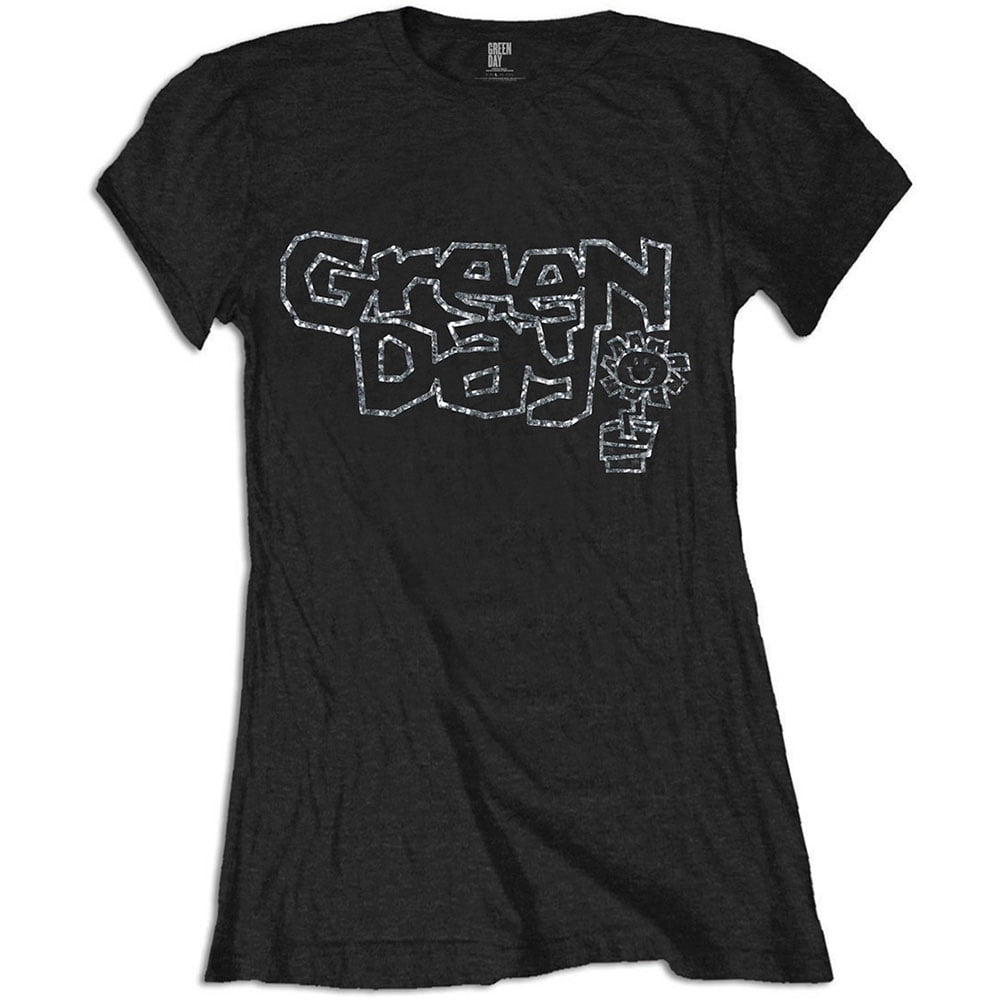Green Day Ladies Embellished T-Shirt: Flower Pot (X-Large