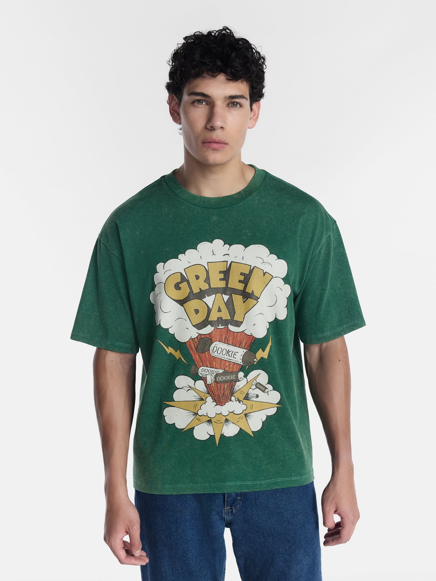 Green Day Men's Mineral Washed Boxy Fit Graphic Tee Shirt, Sizes XS-4XLT