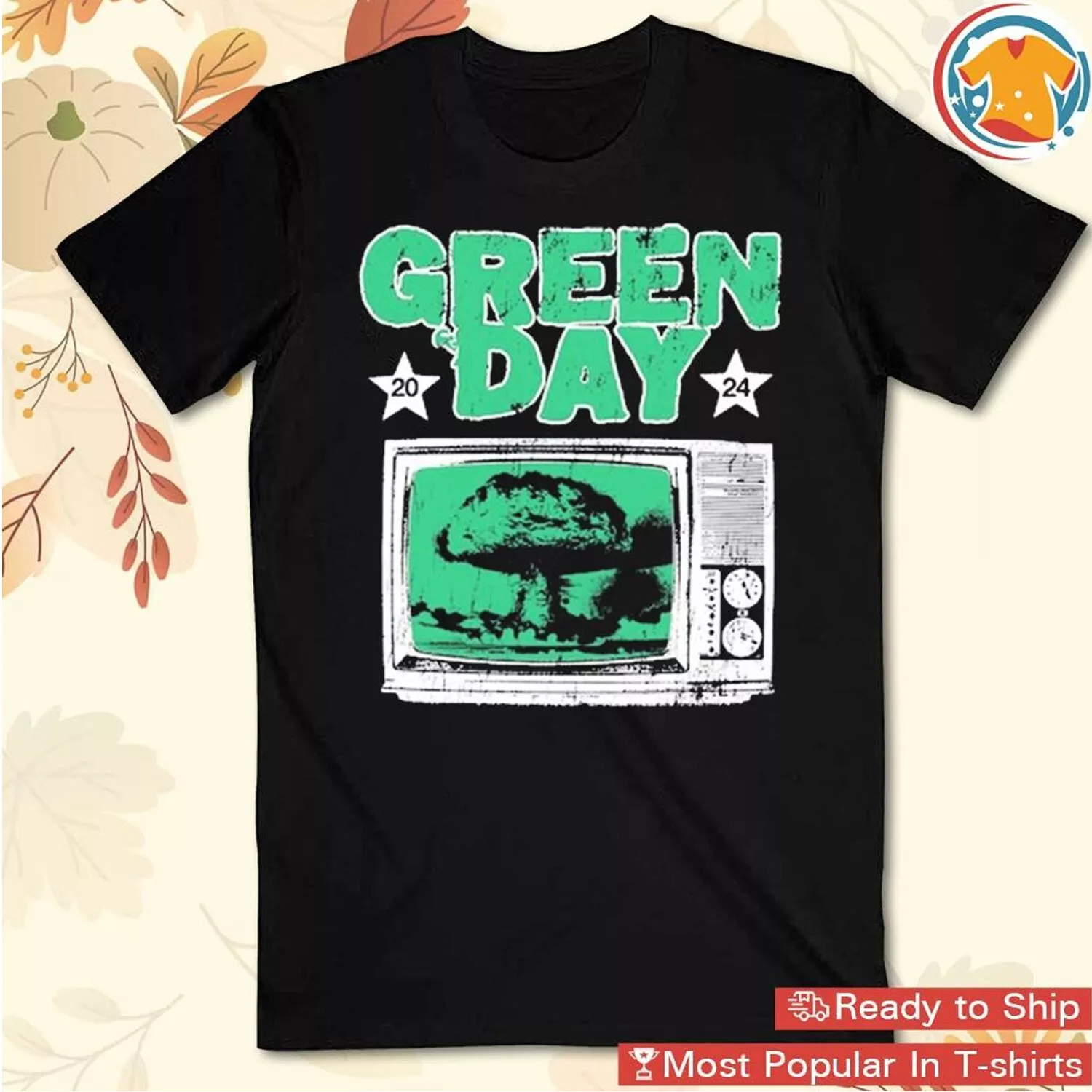 Green Day Saviors Tour Tv Explosion 2024 Tshirt Shirt, Size 5Xl, Tee Dark Heather New