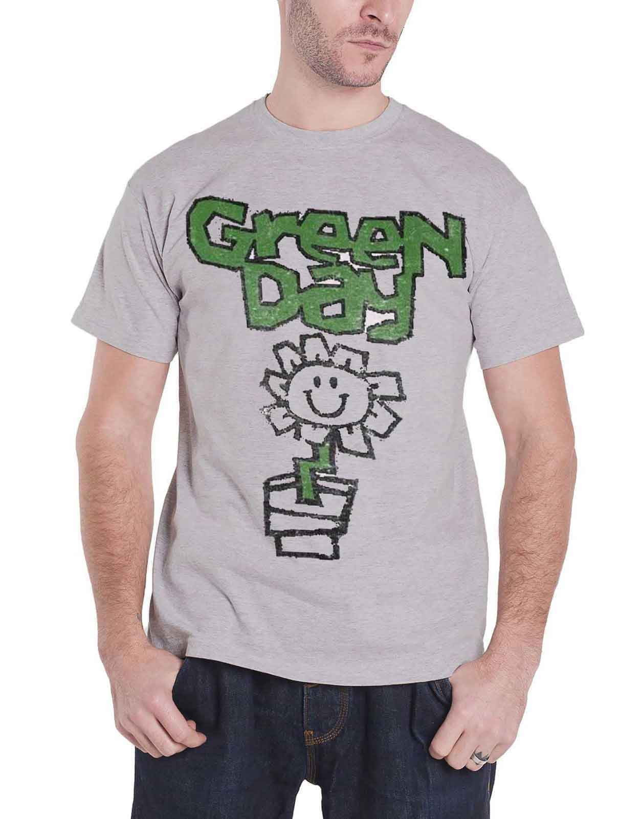 Green Day T Shirt Vintage Flower Pot Kerplunk band logo Mens Grey ...