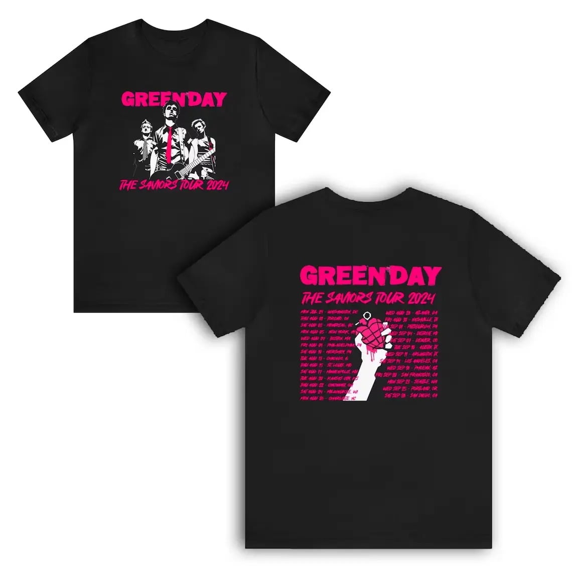 Green Day The Saviors Tour 2024 Black TShirt Gift Fans Music All Size