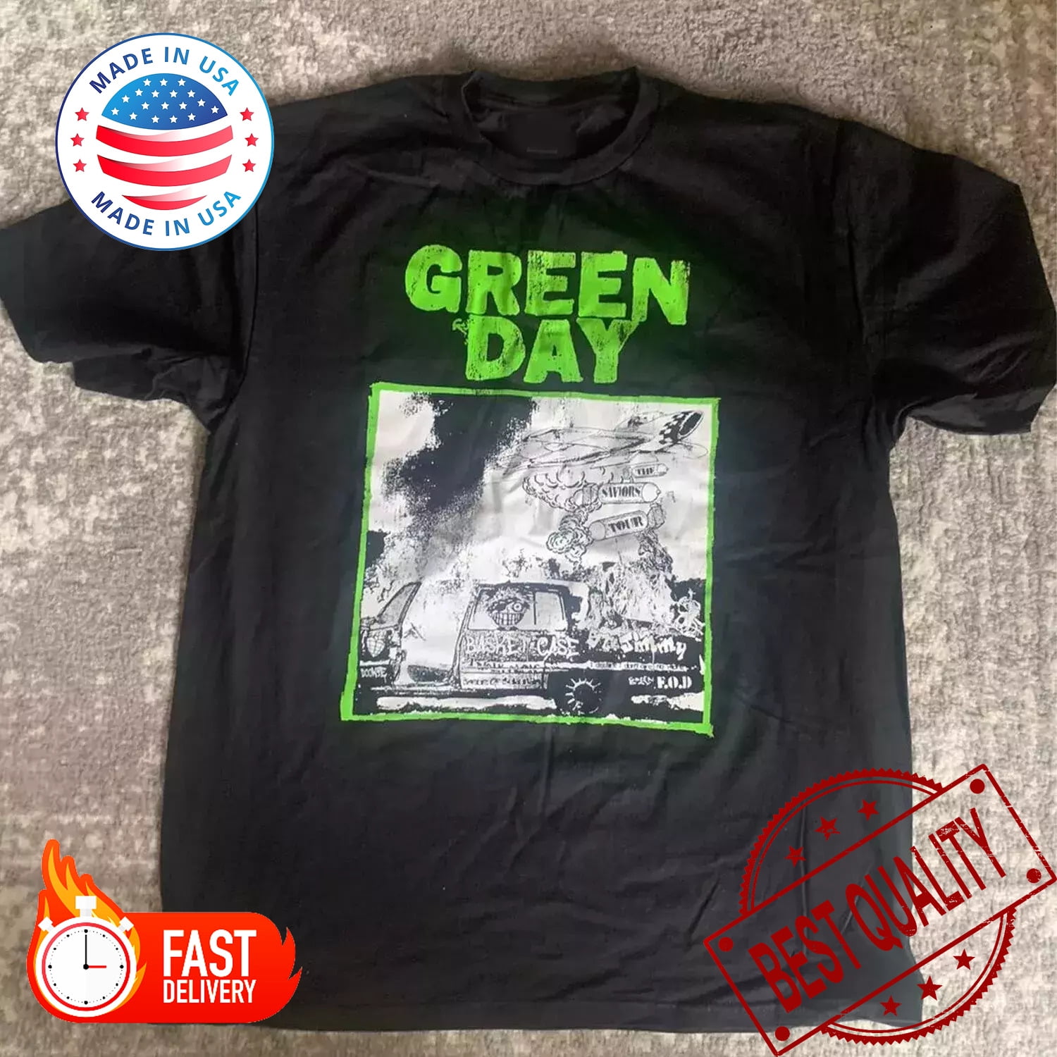 Green Day The Saviours Tour 2024 Tour T Shirt Black