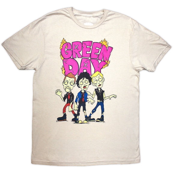 Green Day Unisex T-Shirt Walking Zombies (Sand) (Medium)