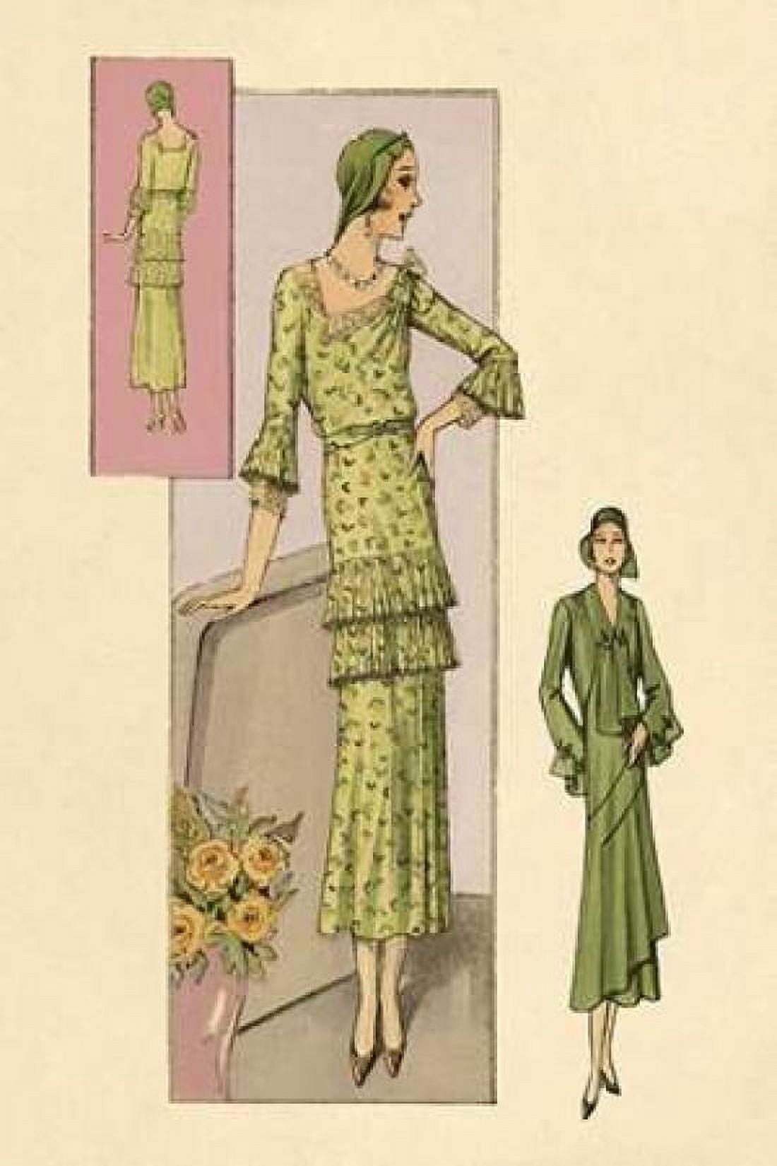 Green Daytime Fashions Canvas Art - Vintage Fashion (24 x 36)