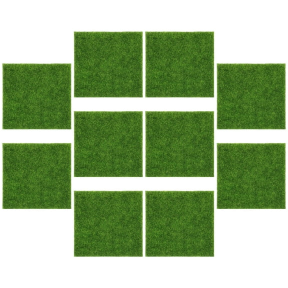 Green Decor 10 Pcs Artificial Turf For Decors Lifelike Grass Mat Moss Fairy Toy Room Pvc