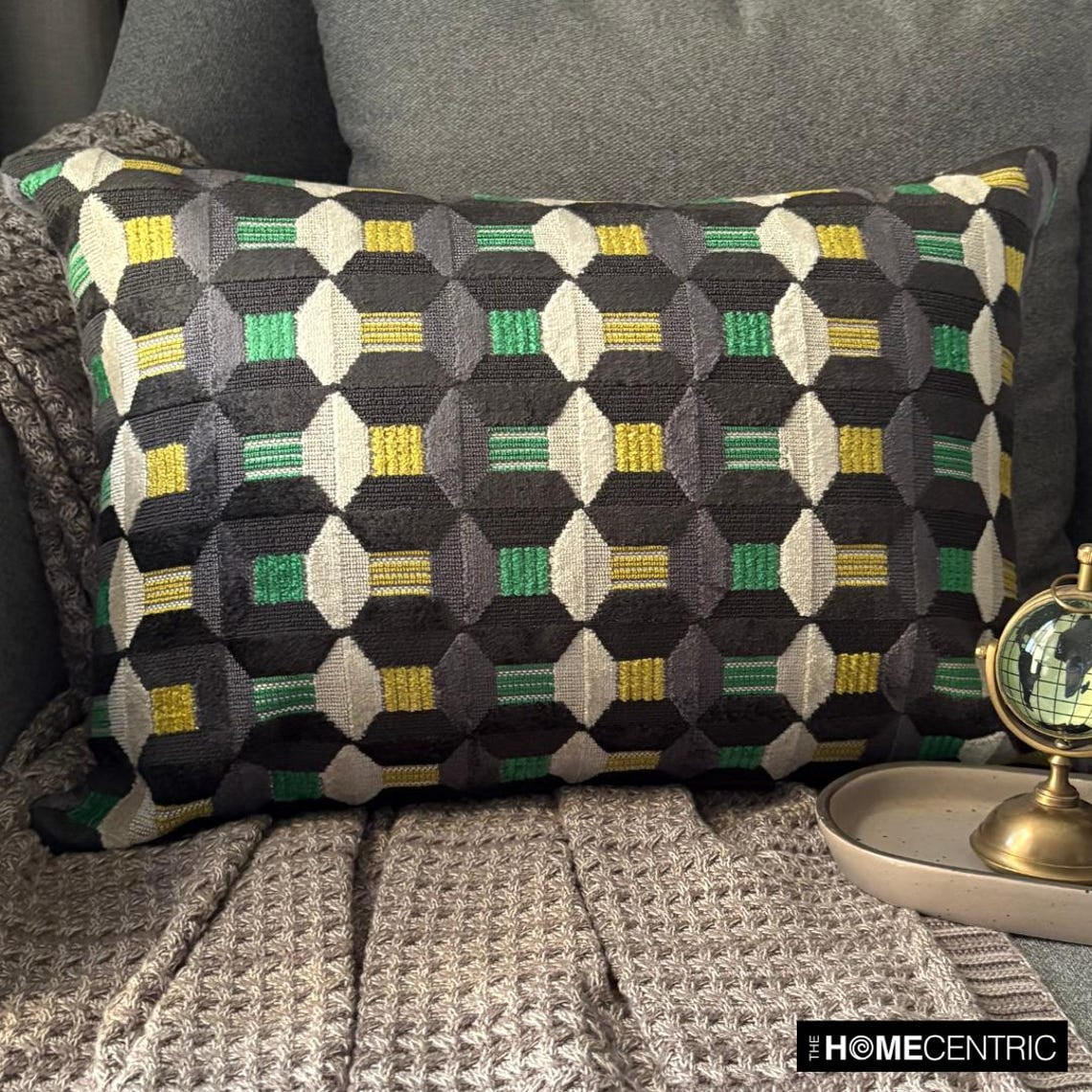 Green Decorative Lumbar Pillow Cover 12" x 18" | Modern Velvet Oblong ...