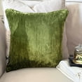 thumbnail image 1 of Green Decorative Throw Pillow Covers 18"x18" | Modern Velvet Cushion Cover Striped | Ribbed Corduroy Velvet Pillowcases for Couch, Sofa Bedroom & Living Room, Modern Home Décor - Green Lines, 1 of 11