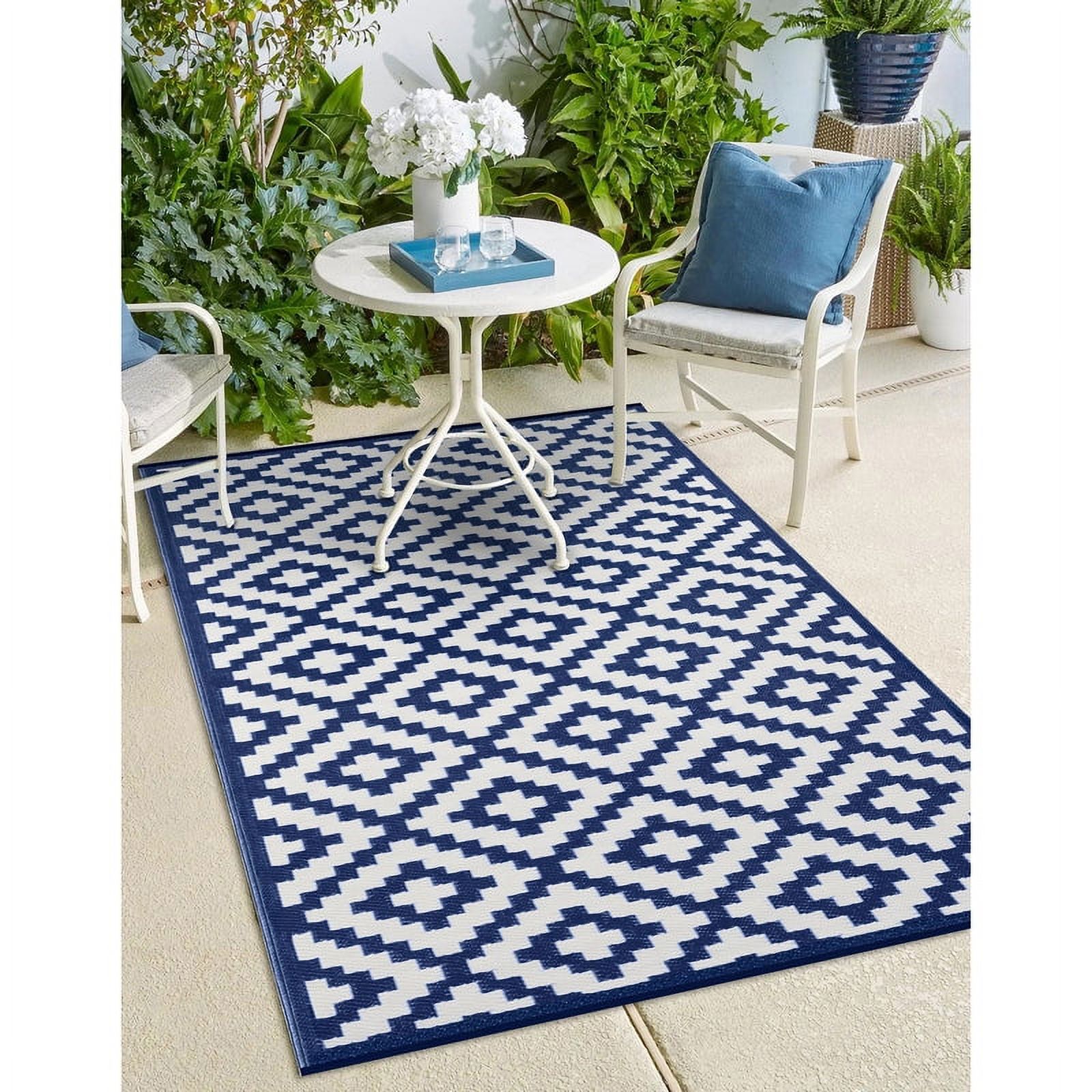 Green Decore Nirvana Navy White Outdoor Rug 3 x 5