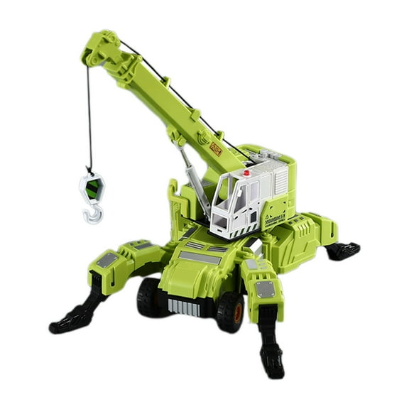Green Deformable Steel Power Engineering Vehicle Super Long Truck Liftable Excavator Model Toy Boys