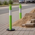 thumbnail image 1 of Green Delineator Posts 48 Inches Tall, Set of 3 - Features Weighted Rubber Base and Reflective Strips for Enhanced Traffic Safety at Work Sites, Parking, Events, 1 of 10