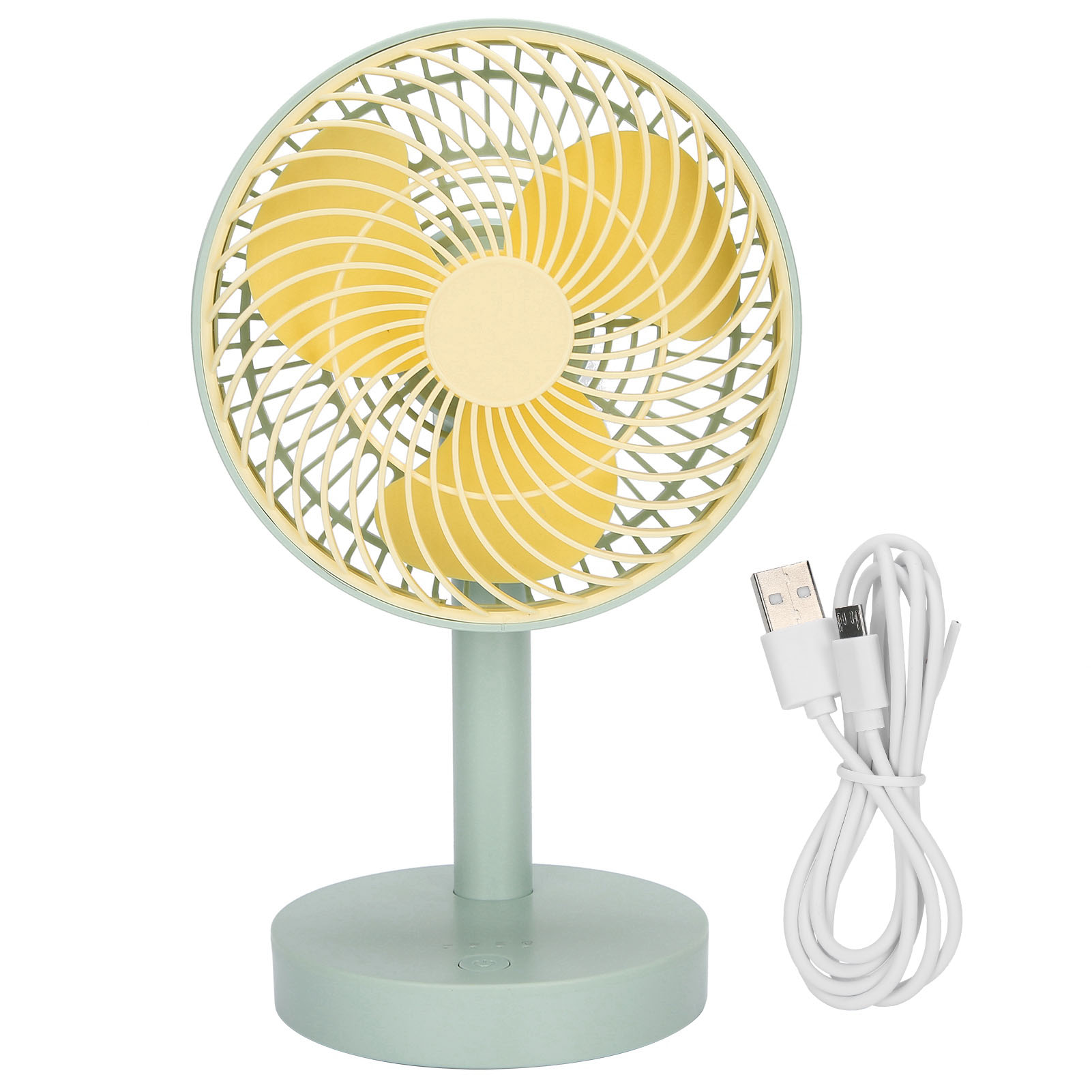 Green Desk Fan 90 Degree Automatic Shaking Head 4 Gears Mute Portable
