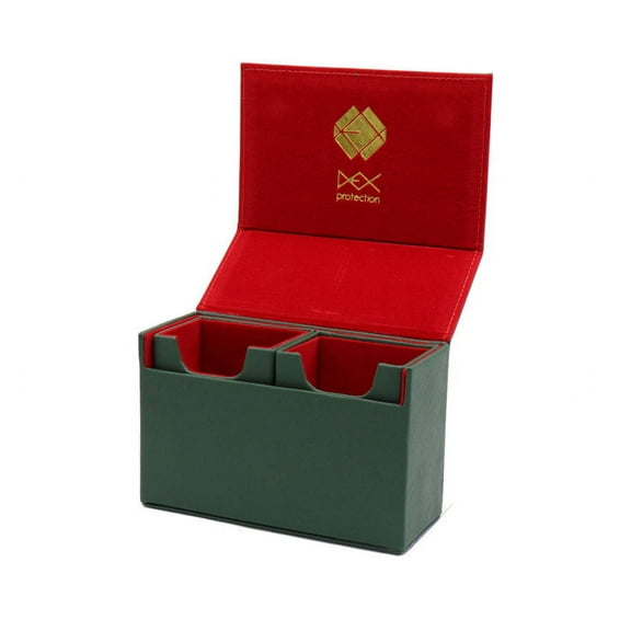 Green Dex Protection Dualist High Quality Duel Compartment Card Deck Storage Box