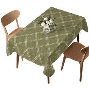 Green Diagonal Plaid Table Cloth 60x102 Inch Rectangle, Modern Crosshatch Lines Argyle Geometric Waterproof Tablecloth Washable Table Cover for Party Picnic Dinner Decor