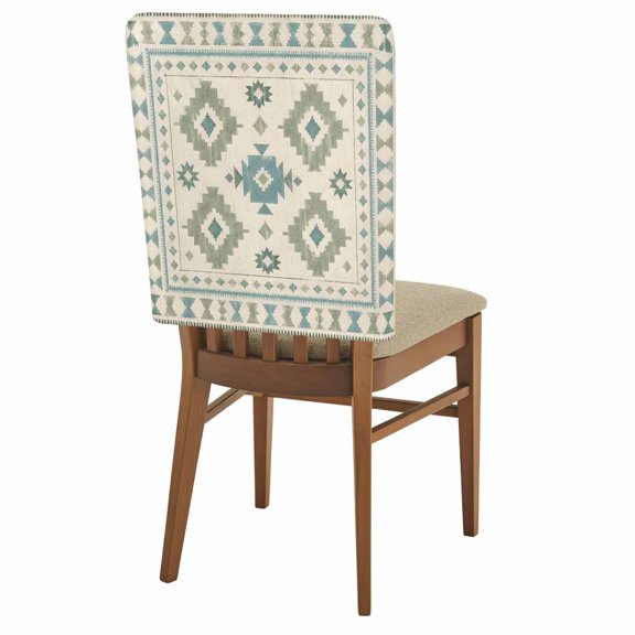 Green Diamond Motifs Chair Back Covers Set of 4 Boho Tribal Ethnic Abstract Geometric Country Plaid Removable Dining Chair Slipcovers Washable Seat Protector for Restaurant Party Banquet Kichen Decor