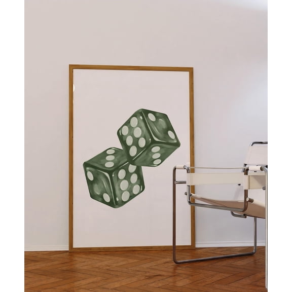 Green Dice Poster, Trendy Game Room And Dorm Wall Art