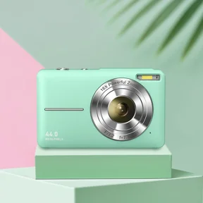 Green Digital Camera 1080P 44MP, 16X Zoom Point and Shoot Camera, Ultra Compact Portable Camera with Flash for Students Teens Seniors Beginners