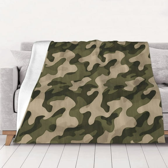 Green Digital Camouflage Warm Cozy Plush Throw Blanket for Couch Bed Sofa 60"x50"