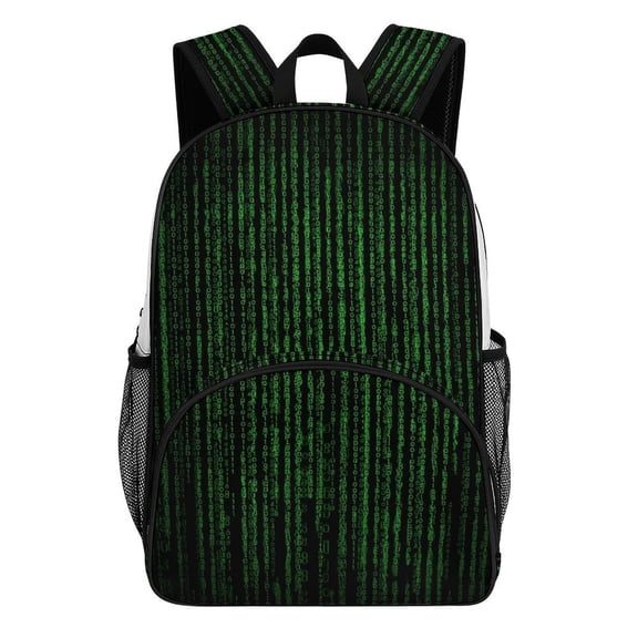 Green Digital Rain Falling Fast Teenage Backpack Middle Students Bookbag Outdoor Daypack
