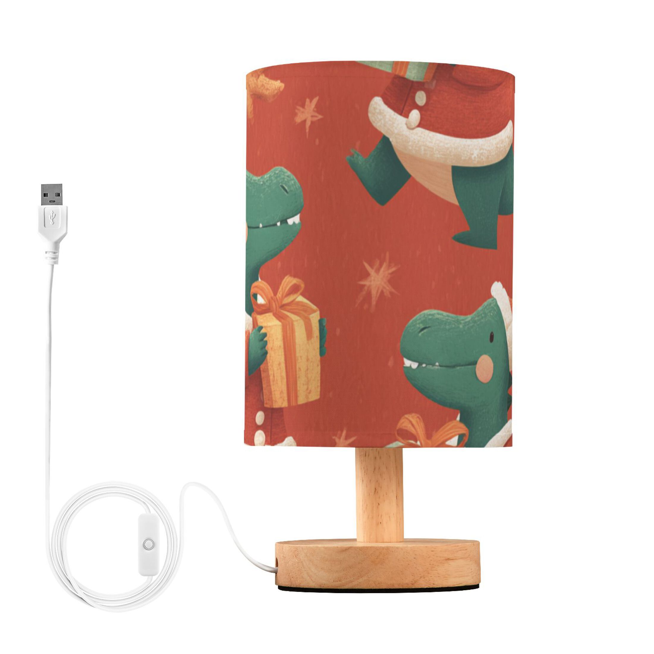 Green Dinosaur Dress in Christmas with Gift Table Lamp with USB Port LED Warm Light Lamp Night Light Home Decor