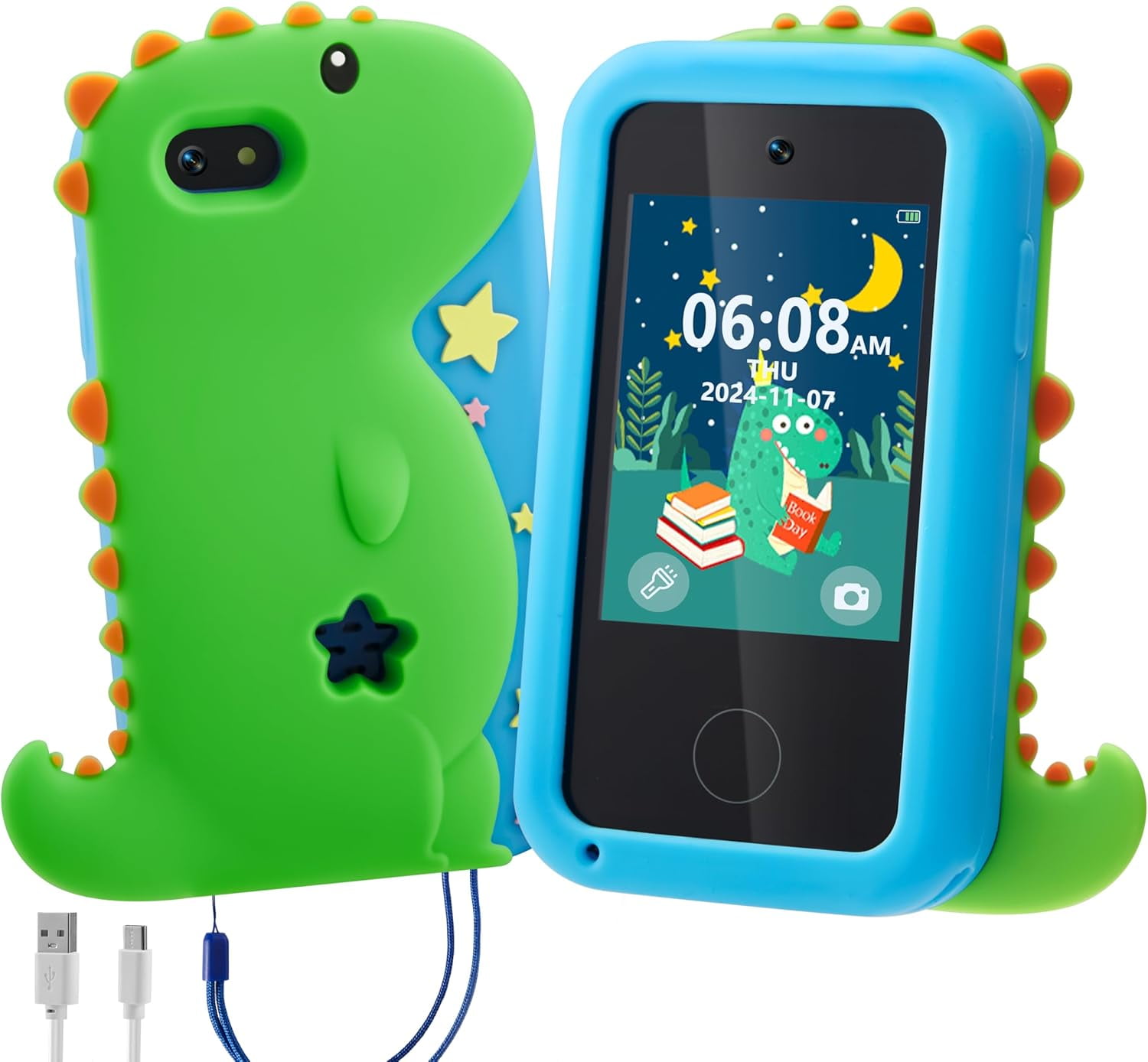 Joyfy Kids Smart Phone for Boys Kids Toys, Toddler Phone Toys with Dual Camera, Game, Music Player, Alarm Clock, 8GB Card, Best Christmas Birthday Gift for 3-11 Year Old(Dinosaur)