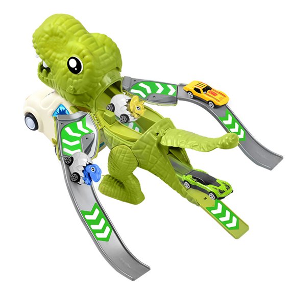 Green Dinosaur Morphing Car Set For Kids 39 Pieces Ejection Toy With Engineering Vehicles Plastic