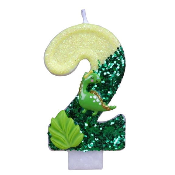 Green Dinosaur Number Birthday Candle, Creative Cartoon Animal Cake Topper for Party Decor, Fun Birthday Celebration Supplies, Decorative Accessory, Number 2